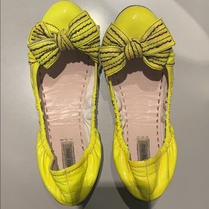 Miu Miu Neon Yellow Patent Leather Ballet Flats